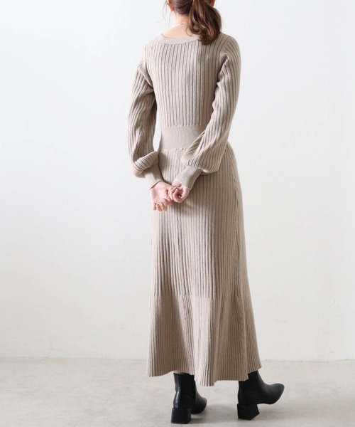 Cheek（チーク）の「リブニットワンピース（ワンピース・レディース・アイボリー/チャコールグレー/モカ・MEDIUM）」の15枚目の写真