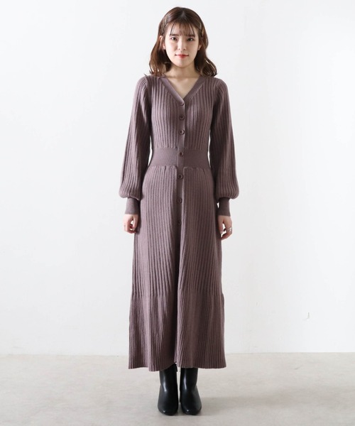 Cheek（チーク）の「リブニットワンピース（ワンピース・レディース・アイボリー/チャコールグレー/モカ・MEDIUM）」の18枚目の写真