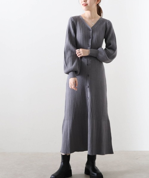 Cheek（チーク）の「リブニットワンピース（ワンピース・レディース・アイボリー/チャコールグレー/モカ・MEDIUM）」の21枚目の写真