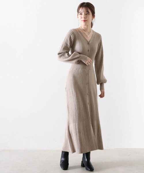 Cheek（チーク）の「リブニットワンピース（ワンピース・レディース・アイボリー/チャコールグレー/モカ・MEDIUM）」の22枚目の写真