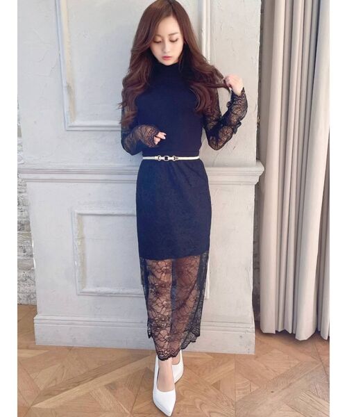 RESEXXY(リゼクシー)の「リバーシブルレースニットスカート【セットアップ着用可能】(スカート・レディース・ホワイト/ブラック/ベージュ・FREE)」の4枚目の写真