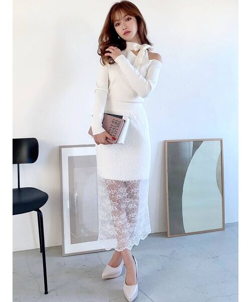 RESEXXY(リゼクシー)の「リバーシブルレースニットスカート【セットアップ着用可能】(スカート・レディース・ホワイト/ブラック/ベージュ・FREE)」の9枚目の写真