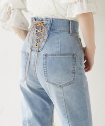 バックレースアップデニムパンツ