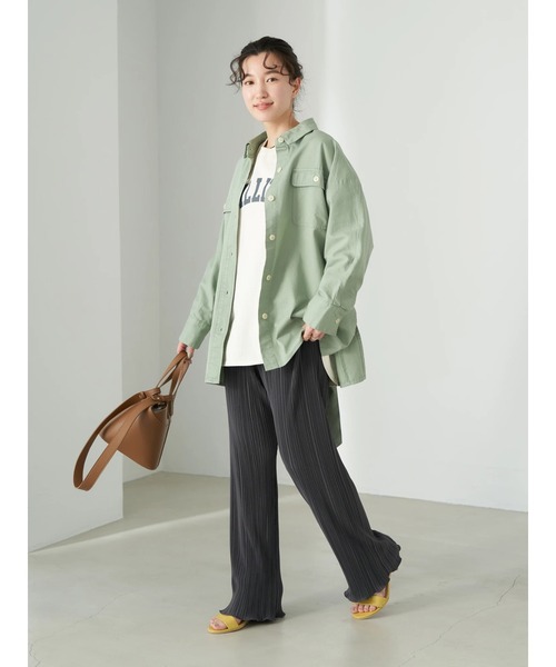 earth music&ecology(アースミュージックアンドエコロジー)の「すきな丈裾メロープリーツカットパンツ(長め丈)*(その他パンツ・レディース・チャコールグレー/グレイッシュベージュ/テラコッタ・FREE)」の8枚目の写真