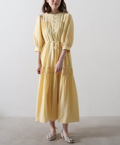 Cheek（チーク）の「ピンタックティアードワンピース（ワンピース・レディース・ミント/オフホワイト/イエロー・FREE）」の15枚目の写真