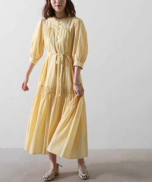 Cheek（チーク）の「ピンタックティアードワンピース（ワンピース・レディース・ミント/オフホワイト/イエロー・FREE）」の16枚目の写真