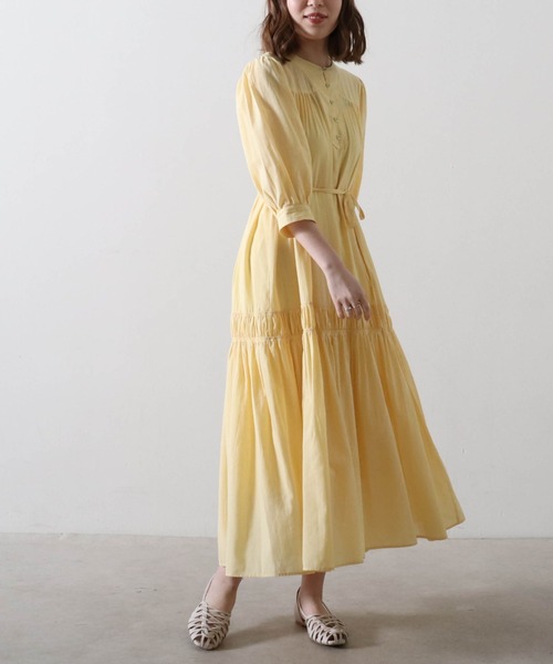 Cheek（チーク）の「ピンタックティアードワンピース（ワンピース・レディース・ミント/オフホワイト/イエロー・FREE）」の17枚目の写真