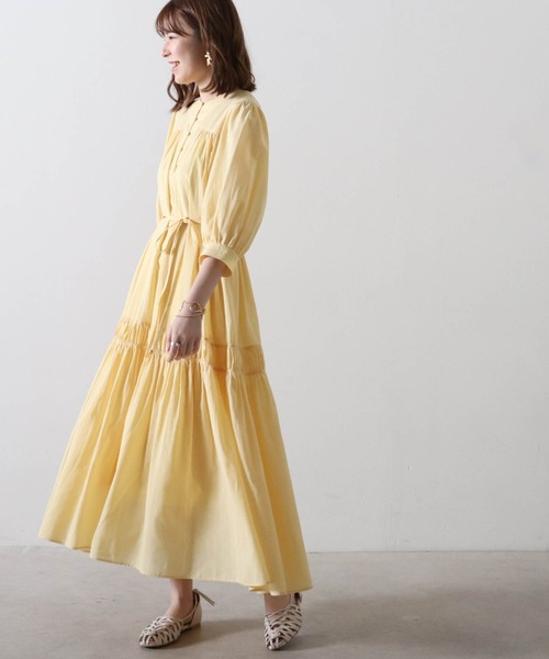 Cheek（チーク）の「ピンタックティアードワンピース（ワンピース・レディース・ミント/オフホワイト/イエロー・FREE）」の18枚目の写真