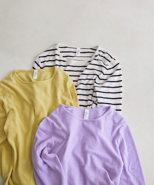 SALON adam et rope'（サロン アダム エ ロペ）の「【極上の肌ざわり】ロングスリーブプルオーバー -CreamyCotton /クリーミーコットン-（Tシャツ/カットソー・レディース・パープル/イエロー/ホワイト系その他2・FREE）」の13枚目の写真