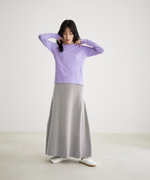 SALON adam et rope'（サロン アダム エ ロペ）の「【極上の肌ざわり】ロングスリーブプルオーバー -CreamyCotton /クリーミーコットン-（Tシャツ/カットソー・レディース・パープル/イエロー/ホワイト系その他2・FREE）」の18枚目の写真