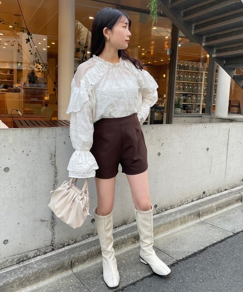 one after another NICE CLAUP(ワンアフターアナザーナイスクラップ)の「美シルエットシンプルショートパンツ(その他パンツ・レディース・ブラック/ブラウン/チェック・FREE)」の7枚目の写真