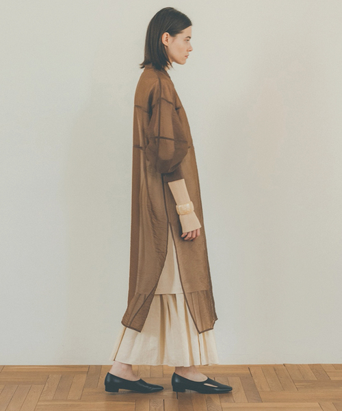 SLOBE IENA(スローブイエナ)の「【CLANE/クラネ】 SWITCH DESIGN LONG SHEER SHIRTワンピース◆(ワンピース・レディース・ブラウン/ライトグリーン・FREE)」の3枚目の写真