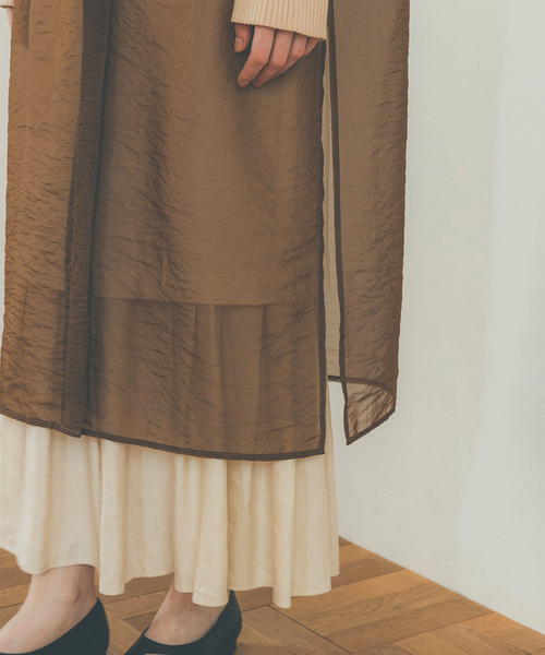 SLOBE IENA(スローブイエナ)の「【CLANE/クラネ】 SWITCH DESIGN LONG SHEER SHIRTワンピース◆(ワンピース・レディース・ブラウン/ライトグリーン・FREE)」の6枚目の写真