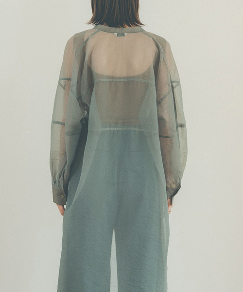 SLOBE IENA(スローブイエナ)の「【CLANE/クラネ】 SWITCH DESIGN LONG SHEER SHIRTワンピース◆(ワンピース・レディース・ブラウン/ライトグリーン・FREE)」の11枚目の写真