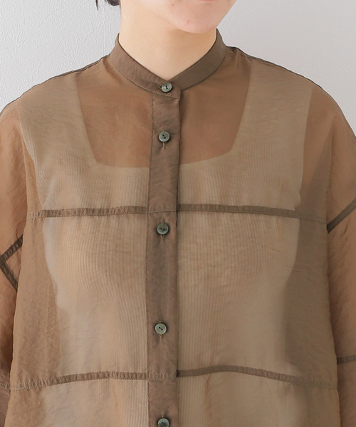 SLOBE IENA(スローブイエナ)の「【CLANE/クラネ】 SWITCH DESIGN LONG SHEER SHIRTワンピース◆(ワンピース・レディース・ブラウン/ライトグリーン・FREE)」の20枚目の写真