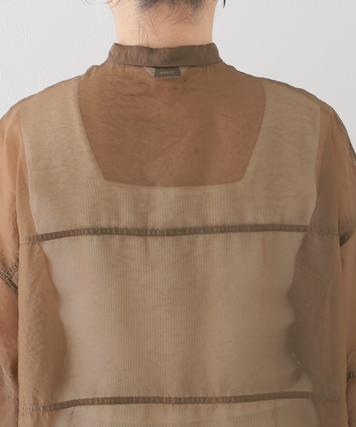 SLOBE IENA(スローブイエナ)の「【CLANE/クラネ】 SWITCH DESIGN LONG SHEER SHIRTワンピース◆(ワンピース・レディース・ブラウン/ライトグリーン・FREE)」の21枚目の写真