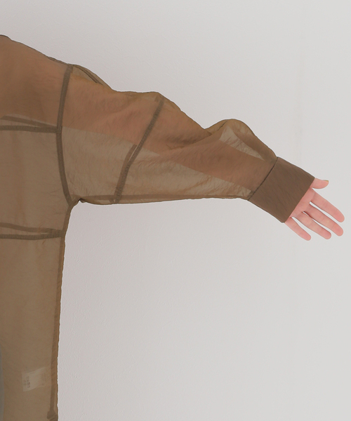 SLOBE IENA(スローブイエナ)の「【CLANE/クラネ】 SWITCH DESIGN LONG SHEER SHIRTワンピース◆(ワンピース・レディース・ブラウン/ライトグリーン・FREE)」の22枚目の写真