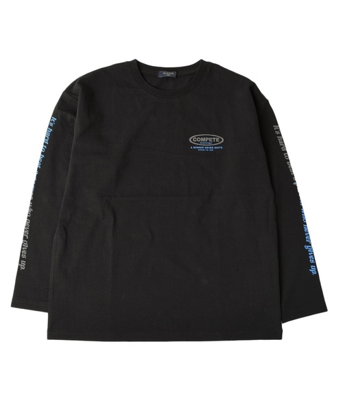 GLAZOS(グラソス)の「OE天竺・ドロップショルダースリーブプリント長袖Tシャツ(Tシャツ/カットソー・キッズ・ベージュ系その他/ブラック/ライム・170cm/130cm/140cm/150cm/160cm)」の1枚目の写真