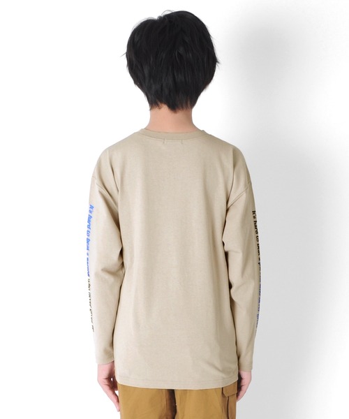 GLAZOS(グラソス)の「OE天竺・ドロップショルダースリーブプリント長袖Tシャツ(Tシャツ/カットソー・キッズ・ベージュ系その他/ブラック/ライム・170cm/130cm/140cm/150cm/160cm)」の4枚目の写真
