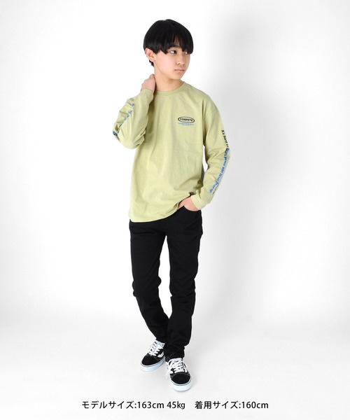 GLAZOS(グラソス)の「OE天竺・ドロップショルダースリーブプリント長袖Tシャツ(Tシャツ/カットソー・キッズ・ベージュ系その他/ブラック/ライム・170cm/130cm/140cm/150cm/160cm)」の8枚目の写真