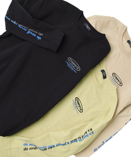 GLAZOS(グラソス)の「OE天竺・ドロップショルダースリーブプリント長袖Tシャツ(Tシャツ/カットソー・キッズ・ベージュ系その他/ブラック/ライム・170cm/130cm/140cm/150cm/160cm)」の5枚目の写真