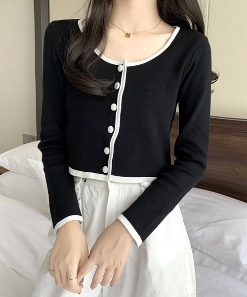 Dita(ディータ)の「配色キャミソール&カーディガン 2pセット(Tシャツ/カットソー・レディース・ホワイト/ブラック/ブラウン・FREE)」の3枚目の写真