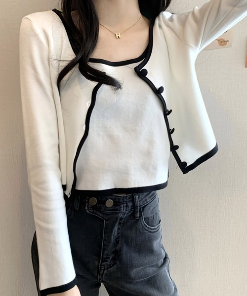 Dita(ディータ)の「配色キャミソール&カーディガン 2pセット(Tシャツ/カットソー・レディース・ホワイト/ブラック/ブラウン・FREE)」の6枚目の写真