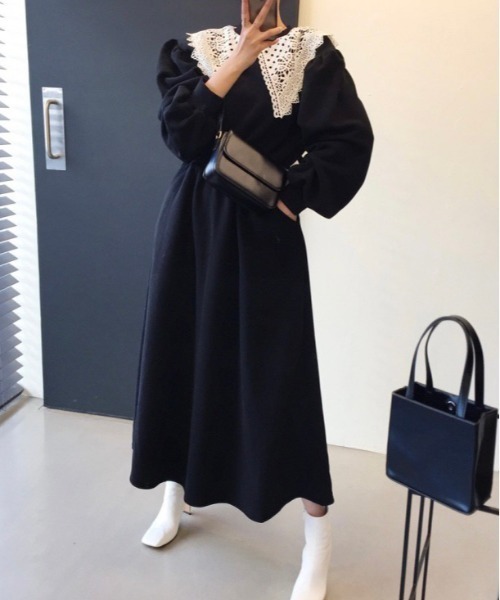 DAIS-Y（デイジー）の「レース襟スウェットワンピース（ワンピース・レディース・グレー/ライトグレー/ブラック・FREE）」の2枚目の写真