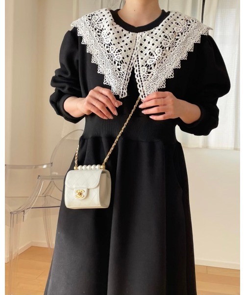 DAIS-Y（デイジー）の「レース襟スウェットワンピース（ワンピース・レディース・グレー/ライトグレー/ブラック・FREE）」の6枚目の写真