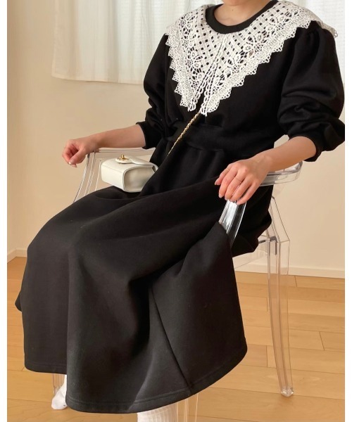 DAIS-Y（デイジー）の「レース襟スウェットワンピース（ワンピース・レディース・グレー/ライトグレー/ブラック・FREE）」の7枚目の写真