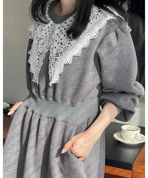 DAIS-Y（デイジー）の「レース襟スウェットワンピース（ワンピース・レディース・グレー/ライトグレー/ブラック・FREE）」の8枚目の写真