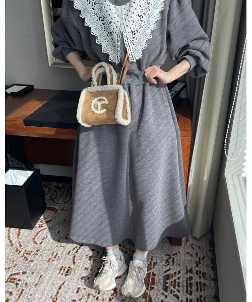 DAIS-Y（デイジー）の「レース襟スウェットワンピース（ワンピース・レディース・グレー/ライトグレー/ブラック・FREE）」の9枚目の写真