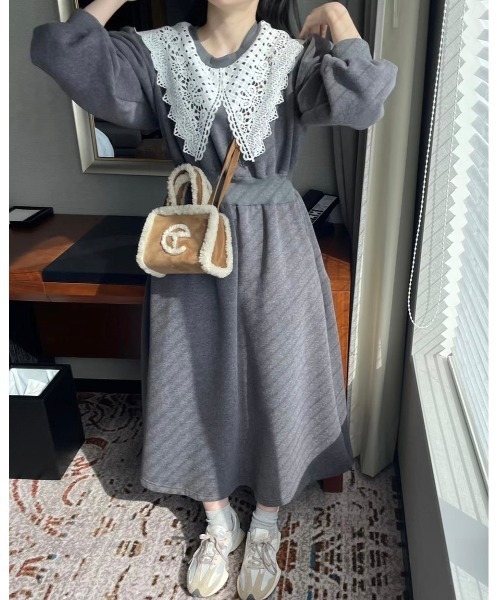 DAIS-Y（デイジー）の「レース襟スウェットワンピース（ワンピース・レディース・グレー/ライトグレー/ブラック・FREE）」の10枚目の写真