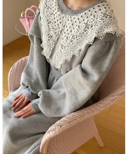 DAIS-Y（デイジー）の「レース襟スウェットワンピース（ワンピース・レディース・グレー/ライトグレー/ブラック・FREE）」の11枚目の写真