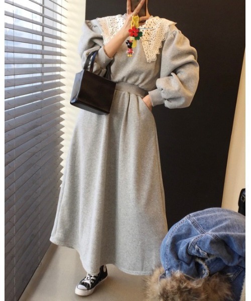 DAIS-Y（デイジー）の「レース襟スウェットワンピース（ワンピース・レディース・グレー/ライトグレー/ブラック・FREE）」の13枚目の写真