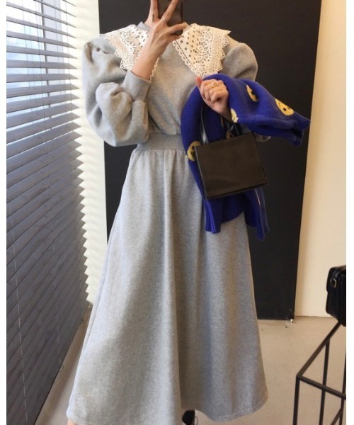 DAIS-Y（デイジー）の「レース襟スウェットワンピース（ワンピース・レディース・グレー/ライトグレー/ブラック・FREE）」の14枚目の写真