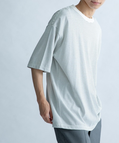 FORK&SPOON(フォークアンドスプーン)の「FORK&SPOON ボーダーショートスリーブTシャツ(Tシャツ/カットソー・メンズ・グリーン/ベージュ/オフホワイト・5/4)」の4枚目の写真