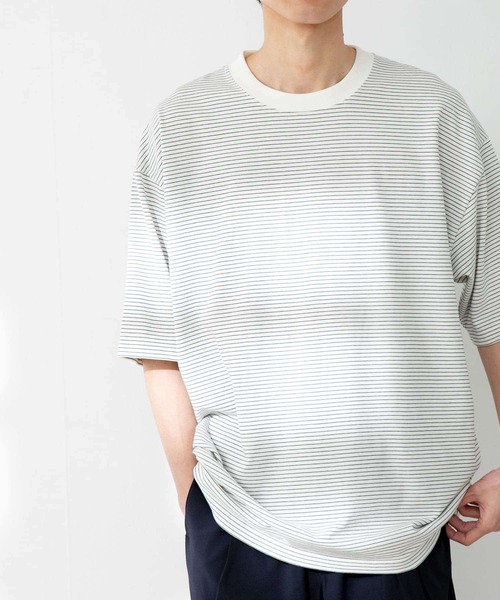 FORK&SPOON(フォークアンドスプーン)の「FORK&SPOON ボーダーショートスリーブTシャツ(Tシャツ/カットソー・メンズ・グリーン/ベージュ/オフホワイト・5/4)」の9枚目の写真