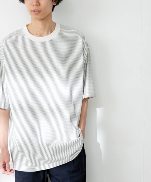 FORK&SPOON(フォークアンドスプーン)の「FORK&SPOON ボーダーショートスリーブTシャツ(Tシャツ/カットソー・メンズ・グリーン/ベージュ/オフホワイト・5/4)」の10枚目の写真