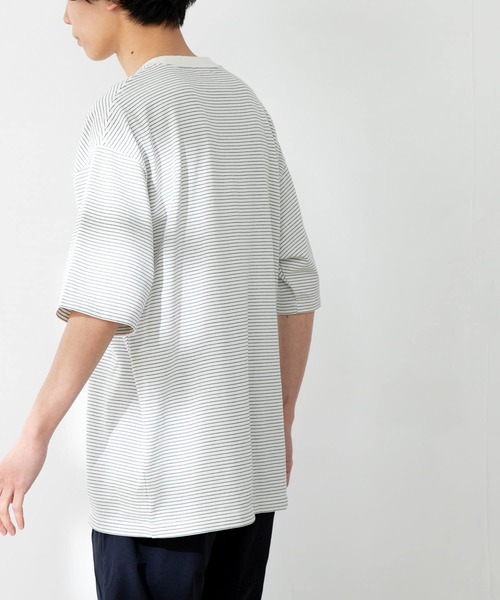 FORK&SPOON(フォークアンドスプーン)の「FORK&SPOON ボーダーショートスリーブTシャツ(Tシャツ/カットソー・メンズ・グリーン/ベージュ/オフホワイト・5/4)」の13枚目の写真