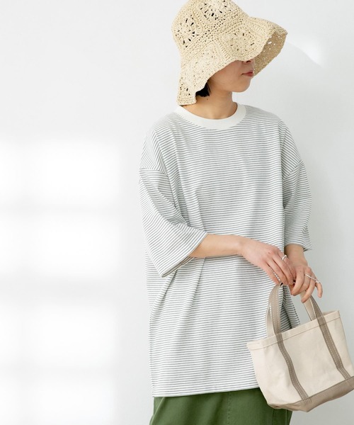 FORK&SPOON(フォークアンドスプーン)の「FORK&SPOON ボーダーショートスリーブTシャツ(Tシャツ/カットソー・メンズ・グリーン/ベージュ/オフホワイト・5/4)」の16枚目の写真