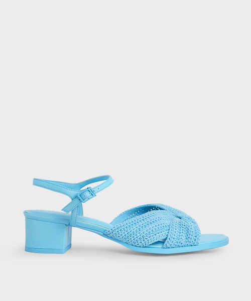 CHARLES & KEITH(チャールズ & キース)の「ニット ブロックヒールサンダル / Knitted Block Heel Sandals(サンダル・レディース・ブルー/ライラック/クリーム・25cm/23cm/24.5cm/25.5cm/22.5cm/23.5cm)」の1枚目の写真