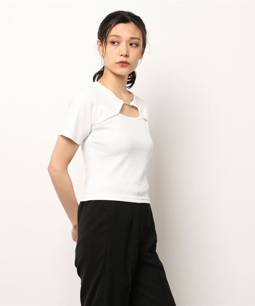 SpRay(スプレイ)の「テレコビットデコルテ開きカットソー(Tシャツ/カットソー・レディース・ホワイト/ブラック/アイボリー/ピンク系その他・FREE)」の8枚目の写真