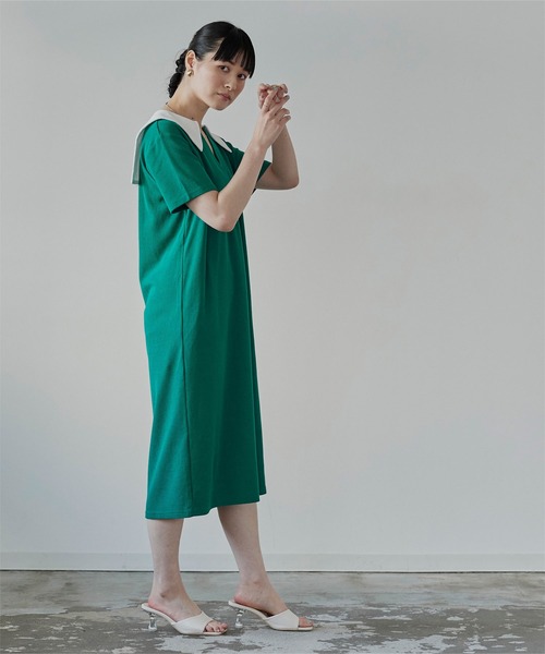 miette（ミエット）の「セーラーカラー半袖ワンピース（ワンピース・レディース・ブルー/グリーン/ブラック・FREE）」の5枚目の写真