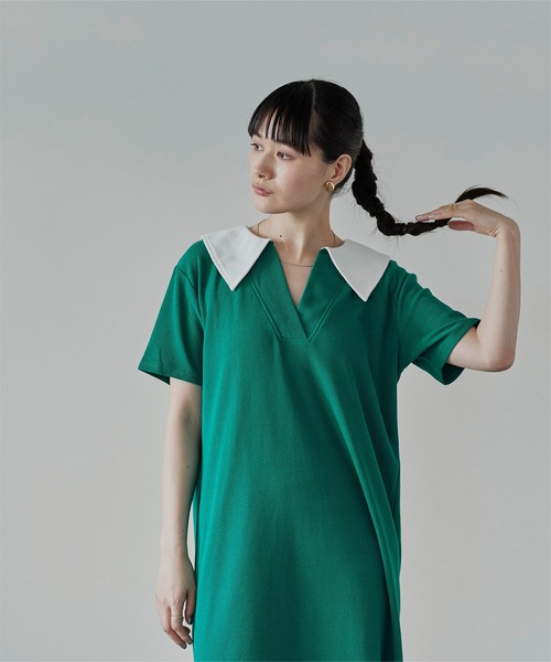 miette（ミエット）の「セーラーカラー半袖ワンピース（ワンピース・レディース・ブルー/グリーン/ブラック・FREE）」の6枚目の写真