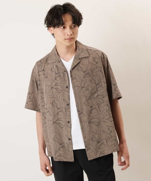 a.v.v（アーヴェヴェ）の「線画フラワープリントオープンカラーシャツ（シャツ/ブラウス・メンズ・モカ/ブラック・50/48/46）」の8枚目の写真