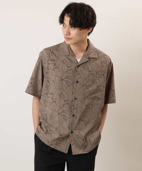 a.v.v（アーヴェヴェ）の「線画フラワープリントオープンカラーシャツ（シャツ/ブラウス・メンズ・モカ/ブラック・50/48/46）」の9枚目の写真