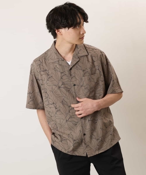 a.v.v（アーヴェヴェ）の「線画フラワープリントオープンカラーシャツ（シャツ/ブラウス・メンズ・モカ/ブラック・50/48/46）」の10枚目の写真