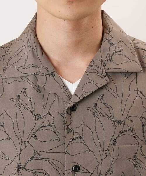 a.v.v（アーヴェヴェ）の「線画フラワープリントオープンカラーシャツ（シャツ/ブラウス・メンズ・モカ/ブラック・50/48/46）」の13枚目の写真