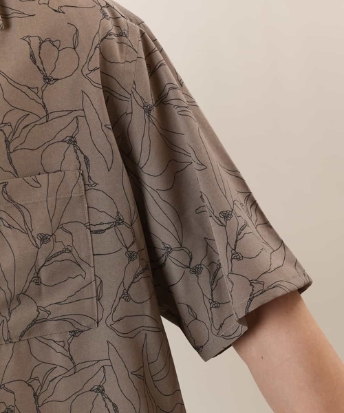 a.v.v（アーヴェヴェ）の「線画フラワープリントオープンカラーシャツ（シャツ/ブラウス・メンズ・モカ/ブラック・50/48/46）」の14枚目の写真
